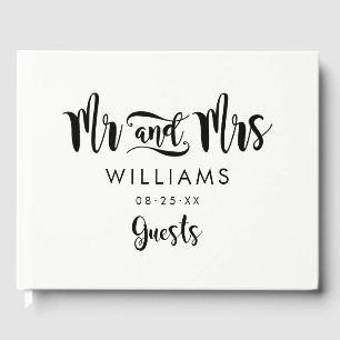 Modern Brush Script Mr en Mrs Huwelijk Gastenboek