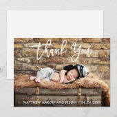 Modern Brush Script Nieuwe Baby Dank je Kaart (Voorkant / Achterkant)