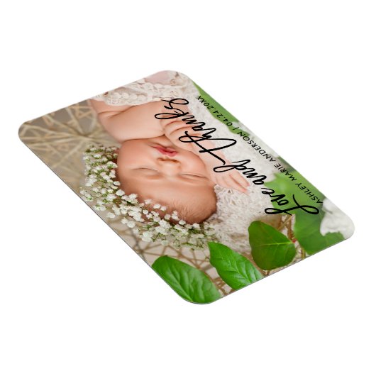 Modern Brush Script Nieuwe Baby Liefde en Bedankt  Magneet (Rechterzijde)