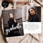 Modern Brush Script Photo High School Graduation Aankondiging<br><div class="desc">Celebrate your achievement with this Modern Script Photo High School Graduation Invitation. Featuring elegant script,  luxurious foil accents,  and space for a cherished photo,  this sleek and stylish design adds a personal touch to your special milestone. Perfect for inviting family and friends to join in the celebration.</div>