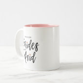 Modern Brush Script Roos Gold Hearts Bruidsmeisje Tweekleurige Koffiemok (Voorkant links)