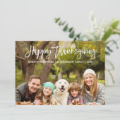 Modern Brush Script Thanksgiving Family Photo Feestdagenkaart (Staand voorkant)