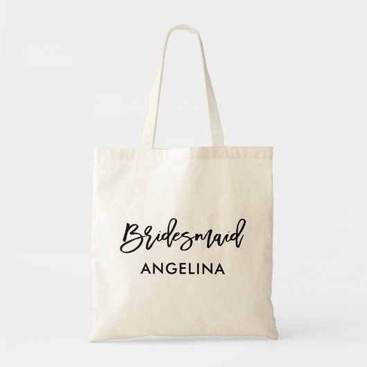 Modern Brush Script Trendy Bridesmaid Tote Bag (Voorkant)