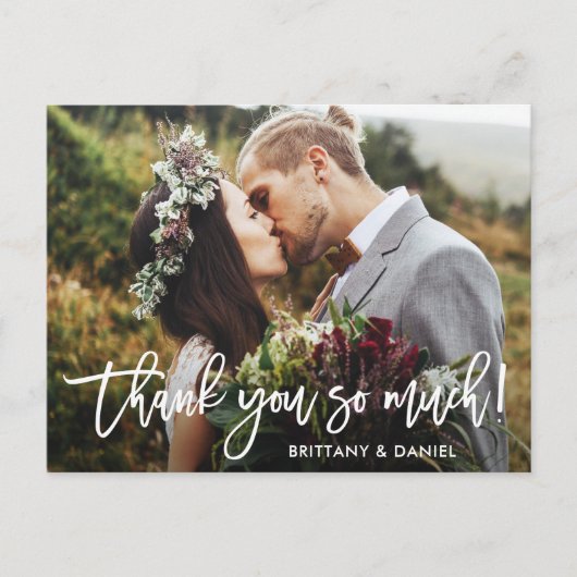 Modern Brush Script Wedding Dank je wel wat Briefkaart (Voorkant)