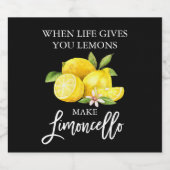 Modern Brush Script Zwart Limoncello Citroenen Likeurfles Etiket (Enkel label)