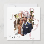 Modern Brush Stroke Floral Wedding Thank You Card Bedankkaart (Voorkant)