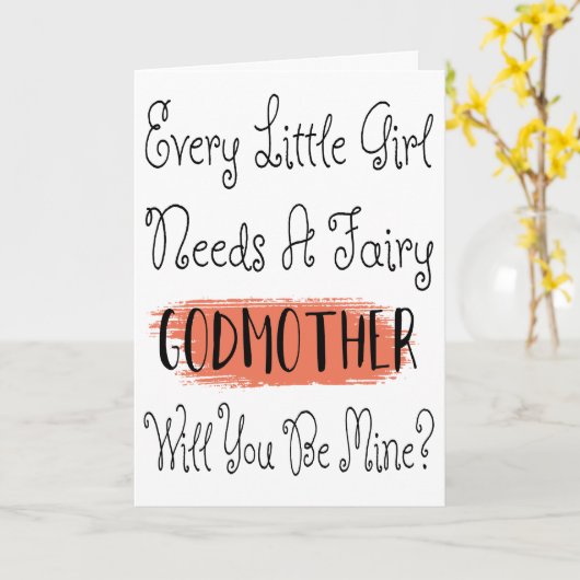 Modern Brush Stroke Godmother Fotovoorstel Kaart (Gele Bloem)