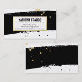MODERN BRUSH STROKE stijlvol geschilderd goud zwar Visitekaartje (Voorkant / Achterkant)