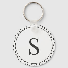 Modern Brush Strokes Black & White Monogram S Sleutelhanger