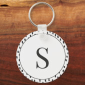 Modern Brush Strokes Black & White Monogram S Sleutelhanger (Voorkant)