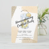 Modern Brush Strokes Housewarming Cocktail Party Kaart (Staand voorkant)