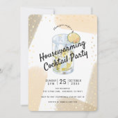 Modern Brush Strokes Housewarming Cocktail Party Kaart (Voorkant)