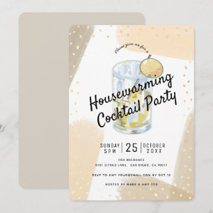 Modern Brush Strokes Housewarming Cocktail Party Kaart