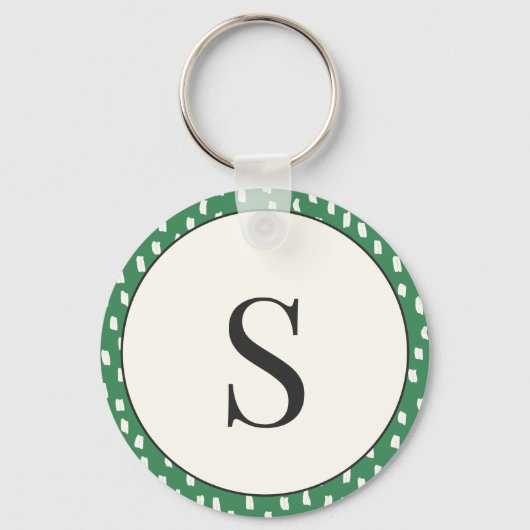 Modern Brush Strokes Leafy Green Monogram S Sleutelhanger (Voorkant)