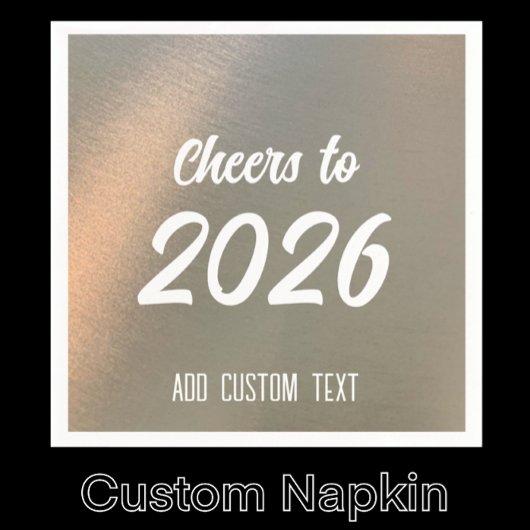 Modern Brushed Metal 2026 New Years Party Servet