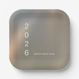 Modern Brushed Metal Custom Happy New Year Party Papieren Bordje