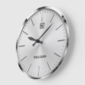 Modern Brushed Metal Luxury Silver Minimalist Grote Klok (Hoek)