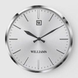 Modern Brushed Metal Luxury Silver Minimalist Grote Klok