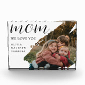 Modern Brushstroke Black Script We Love You Mom Fotoblokken (Voorkant)