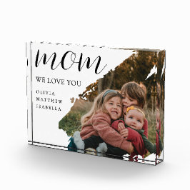 Modern Brushstroke Black Script We Love You Mom Fotoblokken