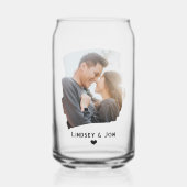 Modern Brushstroke Couple Photo & Name Iced Coffee Blikvorm Glas (Voorkant)