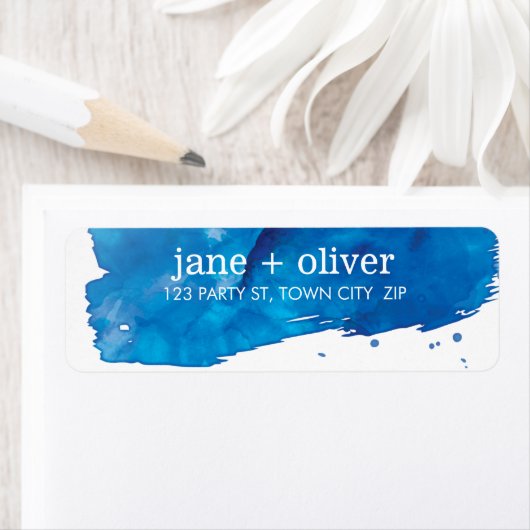 MODERN BRUSHSTROKE LABEL ARTISTIEKE waterverf blau (Insitu)