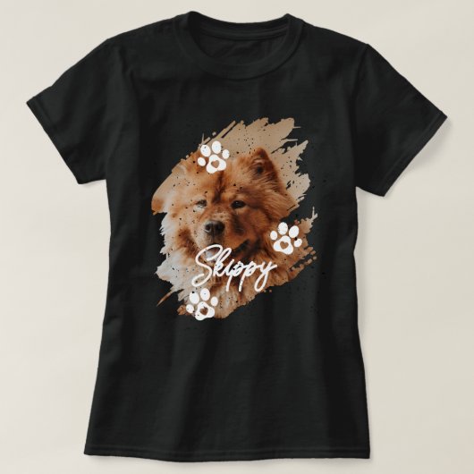 Modern Brushstroke Pet Dog Photo & Name T-shirt (Design voorkant)