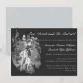 Modern Brushstroke Photo Black Rehearsal Dinner  Kaart (Voorkant / Achterkant)