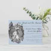 Modern Brushstroke Photo Blue Rehearsal Dinner  Kaart (Staand voorkant)