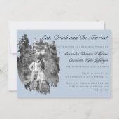 Modern Brushstroke Photo Blue Rehearsal Dinner Kaart (Voorkant)