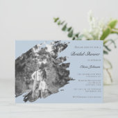 Modern Brushstroke Photo Bridal Shower Blue Kaart (Staand voorkant)