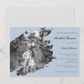 Modern Brushstroke Photo Bridal Shower Blue Kaart (Voorkant / Achterkant)