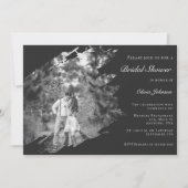Modern Brushstroke Photo Bridal Shower Soft Black Kaart (Voorkant)