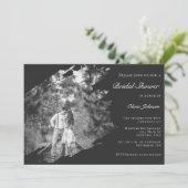 Modern Brushstroke Photo Bridal Shower Soft Black Kaart (Staand voorkant)
