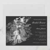 Modern Brushstroke Photo Bridal Shower Soft Black Kaart (Voorkant / Achterkant)