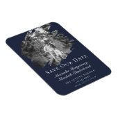 Modern Brushstroke Photo Save the Date Navy Blue Magneet (Rechterzijde)