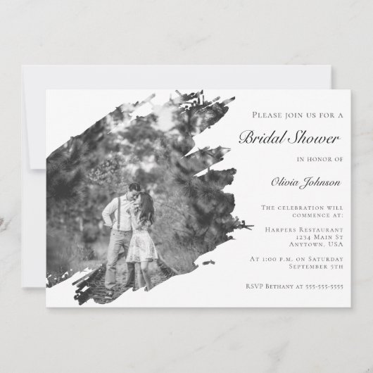 Modern Brushstroke Photo Vrijgezellenfeest | Wit Kaart (Voorkant)