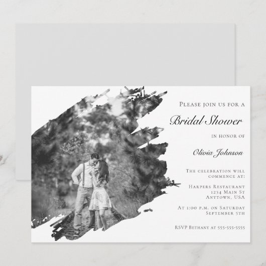 Modern Brushstroke Photo Vrijgezellenfeest | Wit Kaart (Voorkant / Achterkant)