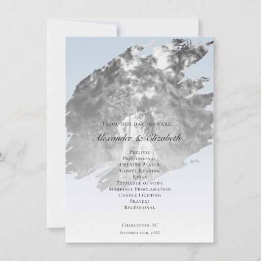 Modern Brushstroke Photo Wedding | Blue (Voorkant)