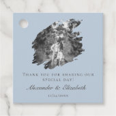 Modern Brushstroke Photo Wedding | Blue Bedankjes Labels (Voorkant)