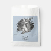 Modern Brushstroke Photo Wedding | Blue Bedankzakje (Voorkant)