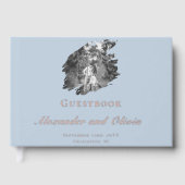 Modern Brushstroke Photo Wedding | Blue Gastenboek (Voorkant)