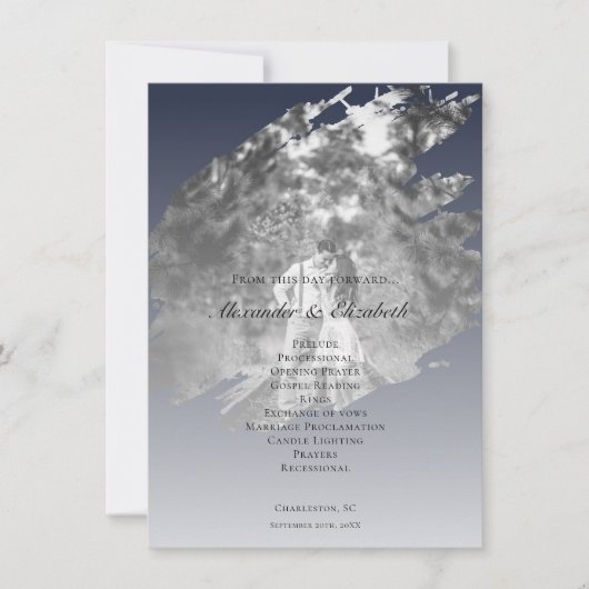 Modern Brushstroke Photo Wedding | Navy Blue (Voorkant)