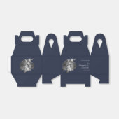 Modern Brushstroke Photo Wedding | Navy Blue Bedankdoosjes (Uitgevouwen)