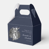 Modern Brushstroke Photo Wedding | Navy Blue Bedankdoosjes (Voorkant Zijde)