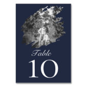 Modern Brushstroke Photo Wedding | Navy Blue Kaart (Achterkant)
