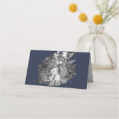 Modern Brushstroke Photo Wedding | Navy Blue Plaatskaartje (Achterkant)