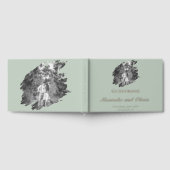 Modern Brushstroke Photo Wedding | Sage Green Gastenboek (Volledig)