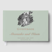 Modern Brushstroke Photo Wedding | Sage Green Gastenboek (Voorkant)