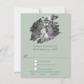 Modern Brushstroke Photo Wedding | Sage Green RSVP Kaartje (Voorkant)